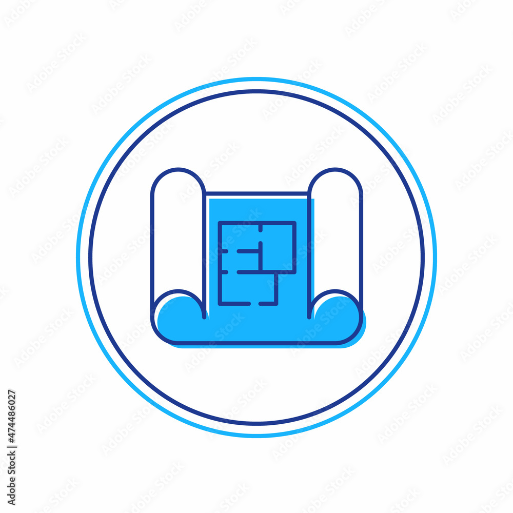 Filled outline House plan icon isolated on white background. Vector Filled outline House plan icon isolated on white background. Vector