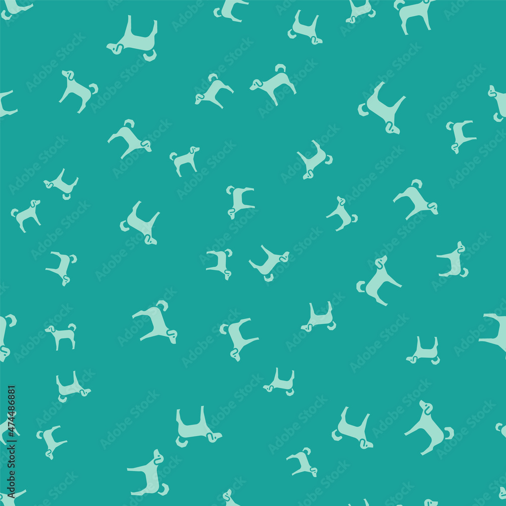 Green Dog icon isolated seamless pattern on green background. Vector Green Dog icon isolated seamless pattern on green background. Vector