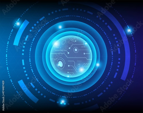 Communication technology for internet business. Global Network And Telecom Abstract Technology Background Security Technology Concept Hi-tech Innovation Circle Neon Blue Background Vector Design