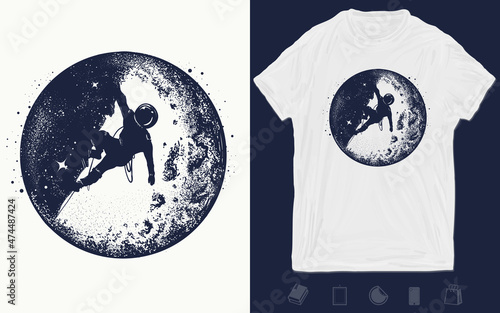Fototapeta Astronaut and moon tattoo and t-shirt