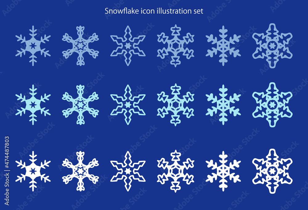 雪の結晶のアイコンイラストセット 雪の結晶のアイコンイラストセット