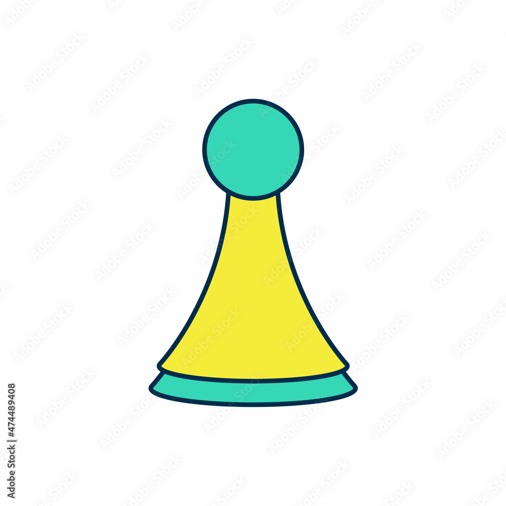 Obraz premium Filled outline Chip for board game icon isolated on white background. Vector