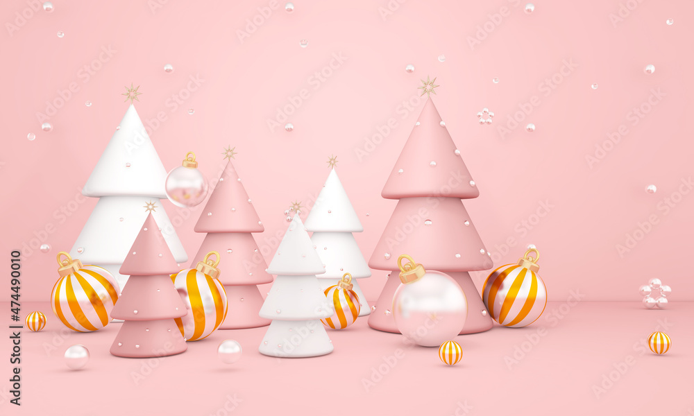 Christmas day for Party and Celebrations in Wall Background. 3D illustration, 3D rendering Christmas day for Party and Celebrations in Wall Background. 3D illustration, 3D rendering