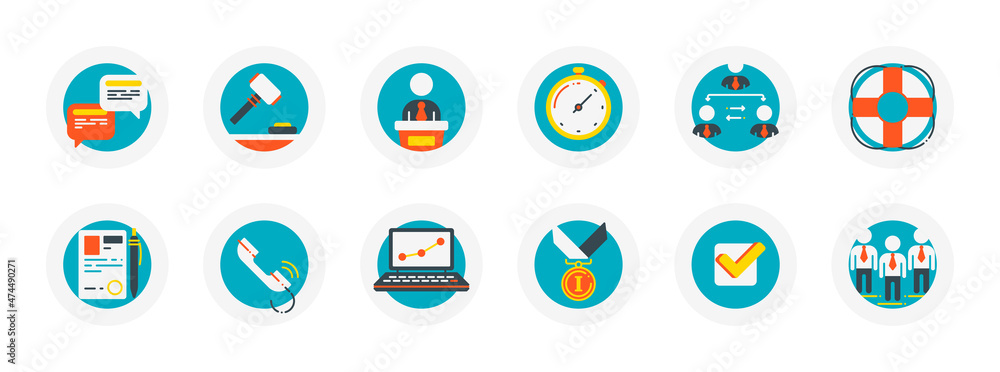 Set of flat vector icons related to business theme. Hierarchy, medal, winner Set of flat vector icons related to business theme. Hierarchy, medal, winner