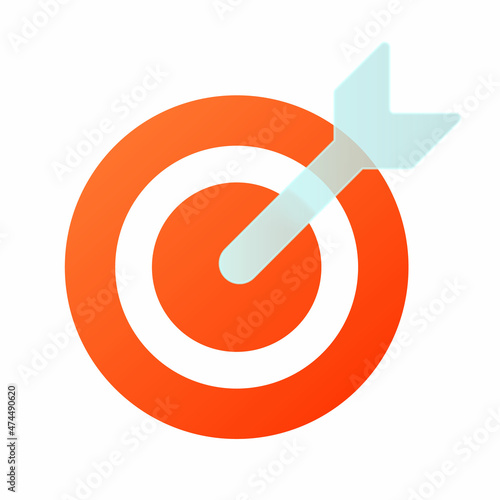 Vector modern trend icon in the style of glassmorphism with gradient, blur and transparency. target with an arrow target symbol and icon