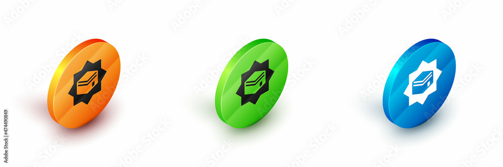 Isometric Kaaba mosque icon isolated on white background. Kaaba hajj Mecca pray pilgrimage Ramadan Islam muslim mosque. Circle button. Vector Isometric Kaaba mosque icon isolated on white background. Kaaba hajj Mecca pray pilgrimage Ramadan Islam muslim mosque. Circle button. Vector