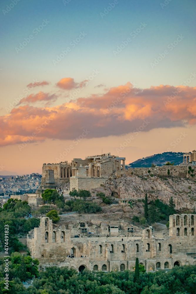 Naklejka premium Sunset at Acropolis of Athens