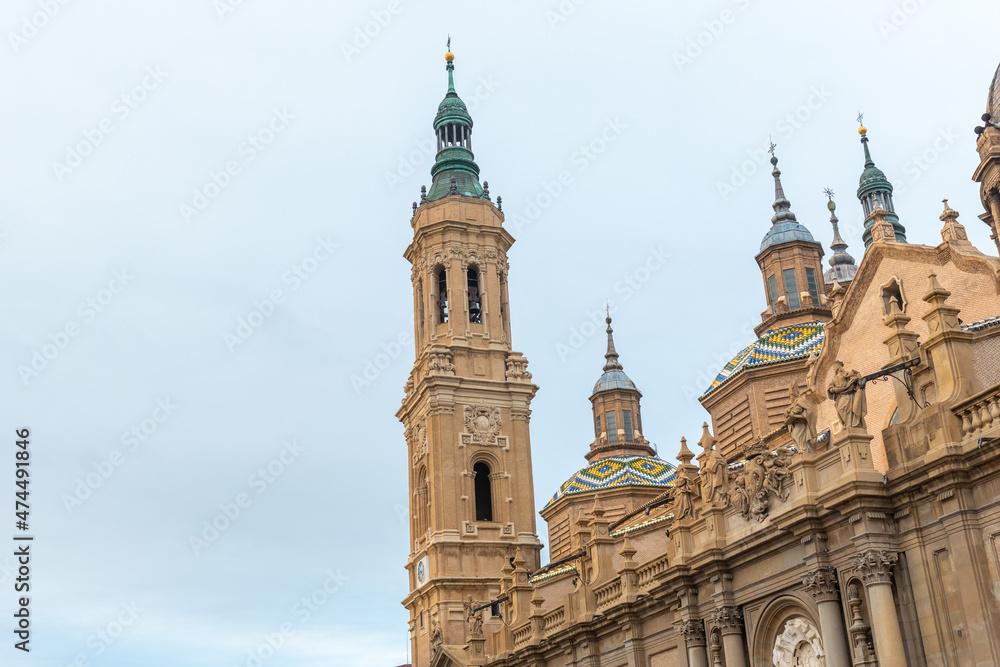Basilica of Nuestra Señora del Pilar in the city of Zaragoza, next to the Ebro river in Aragon. Spain