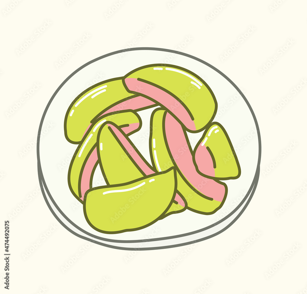 Red green Tawianese guava fruit with slices and cute in cute doodle style vector flat art illustration design Red green Tawianese guava fruit with slices and cute in cute doodle style vector flat art illustration design