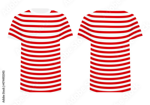 White and red striped t shirt jersey. vector