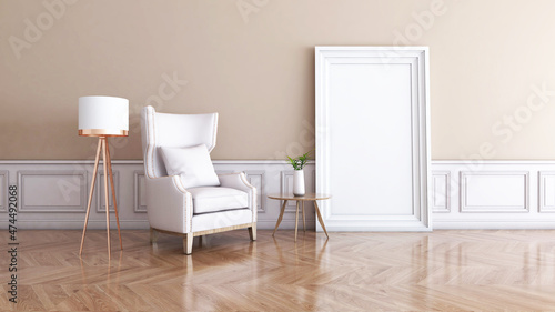 Room interior with Wall Background. 3D rendering ,3D illustration 