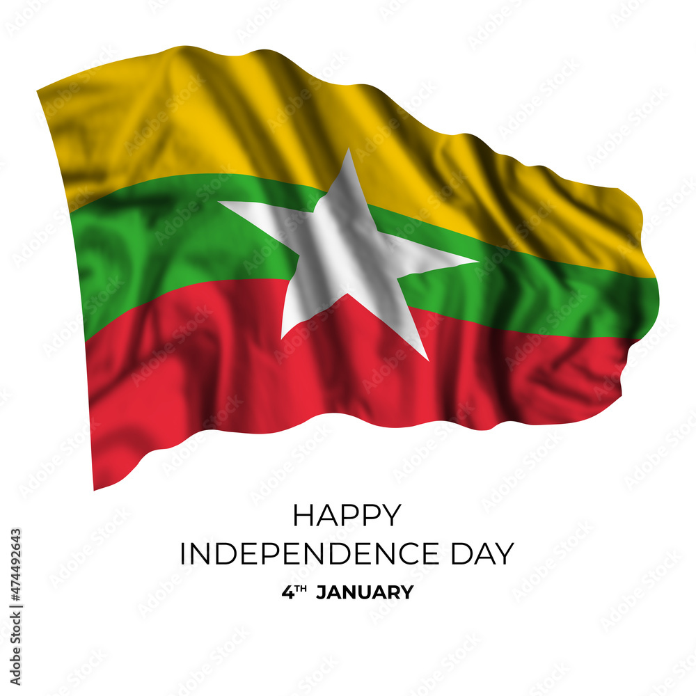 Naklejka premium Myanmar isolated flag for independence day card