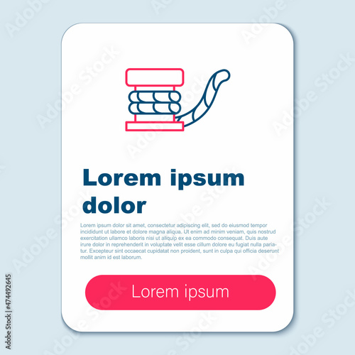 Line Marine bollard with rope tied on pier icon isolated on grey background. Colorful outline concept. Vector