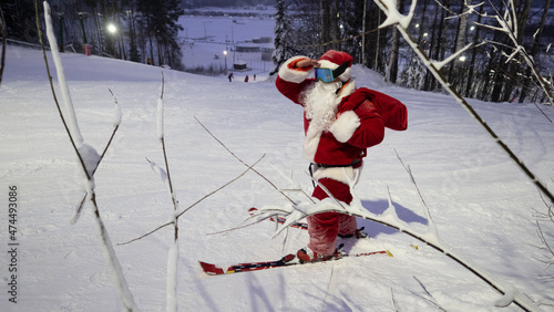Santa Claus skier on slope