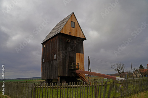 Fototapete Old trestle windmill in Mittelpöllnitz in Germany