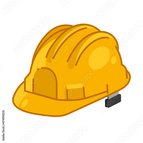 construction Safety Helmet vector illustration yellow industrial hat Flat design style Logo Icon Clipart