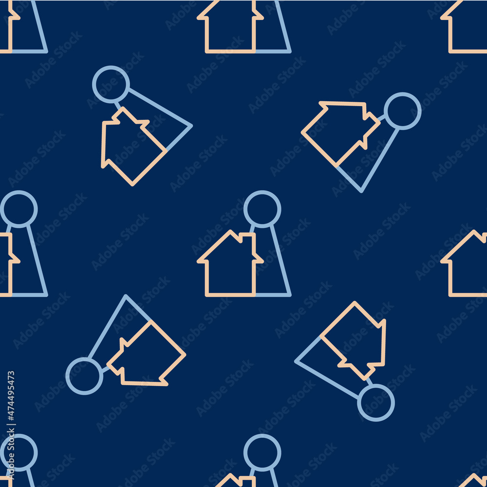 Line Chip for board game icon isolated seamless pattern on blue background. Vector Line Chip for board game icon isolated seamless pattern on blue background. Vector