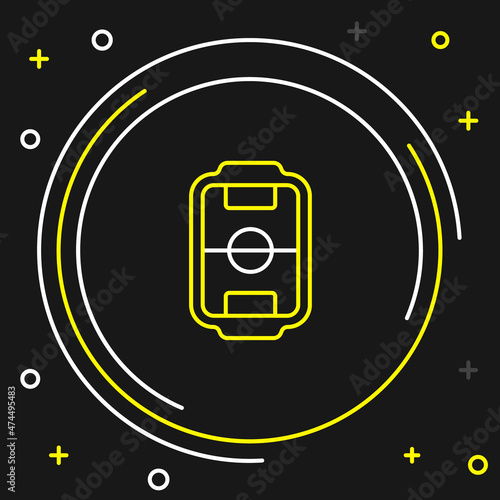 Line Table football game hobby or leisure icon isolated on black background. Sport team football players. Colorful outline concept. Vector