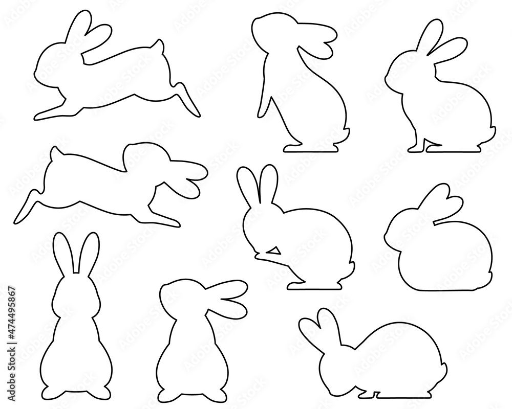 うさぎのシルエット線画イラストセット Stock Vector Adobe Stock うさぎのシルエット線画イラストセット Stock Vector Adobe Stock