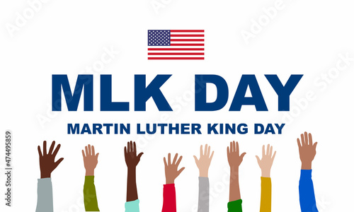 Martin Luther King Jr. Day. MLK. Third Monday in January. Holiday concept. Template for background, banner, card, poster with text inscription. Vector EPS10 illustration