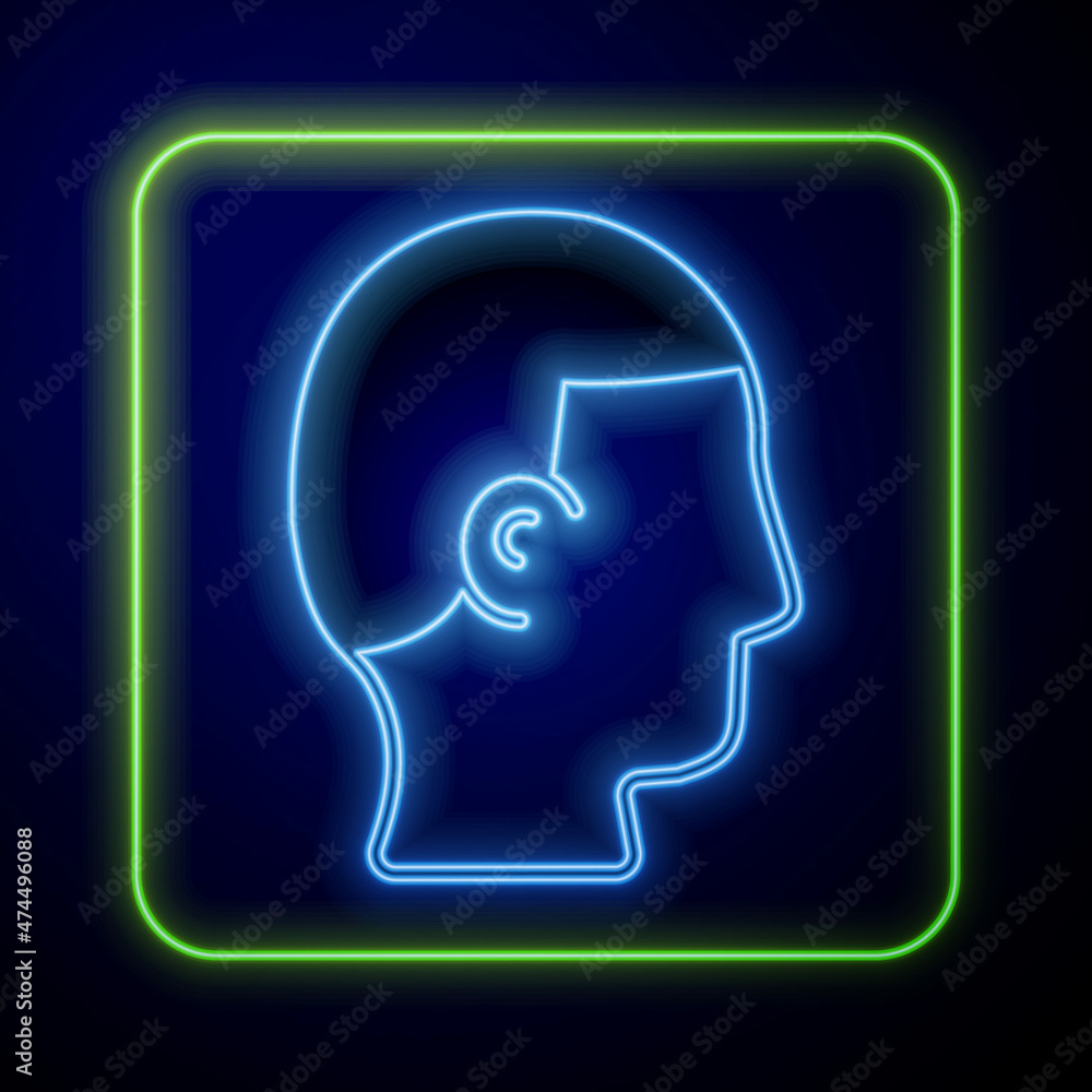 Glowing neon Hairstyle for men icon isolated on blue background. Vector Glowing neon Hairstyle for men icon isolated on blue background. Vector