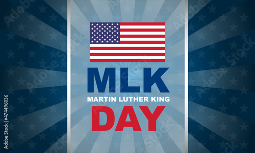 Martin Luther King Jr. Day. MLK. Third Monday in January. Holiday concept. Template for background, banner, card, poster with text inscription. Vector EPS10 illustration