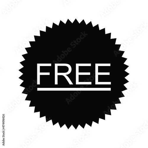 Free vector label illustration on white background. Free sticker, badge, tag. Free, icon, charge, advertisement, advertising, background, badge, banner.