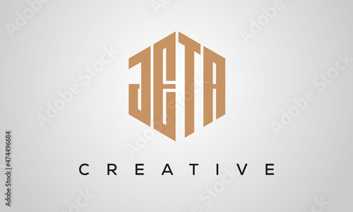 letters JETA creative polygon hexagon logo victor template photo