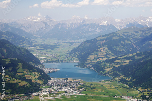 The view from Imbachhorn mountain to Zell am See, Austria