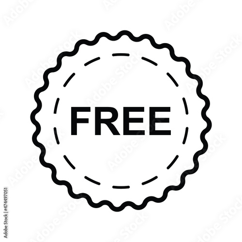 Free vector label illustration on white background. Free sticker, badge, tag. Free, icon, charge, advertisement, advertising, background, badge, banner.
