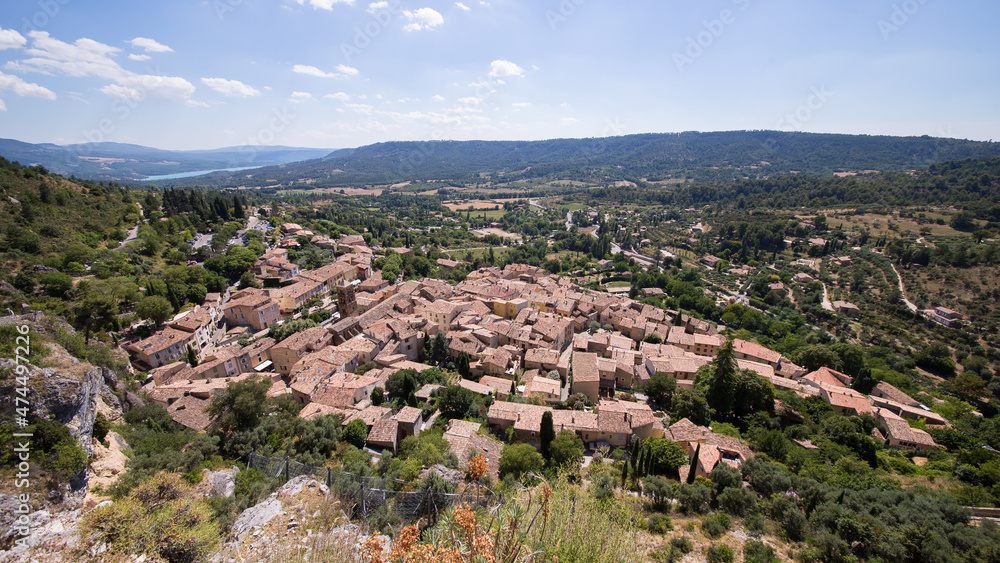 Overview ov the village Moustiers-Sainte-Marie in the french Provence
