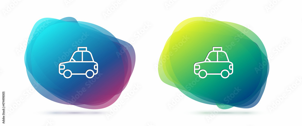 Set line Pet car taxi icon isolated on white background. Abstract banner with liquid shapes. Vector