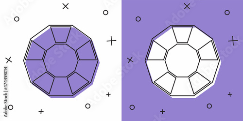 Set Diamond icon isolated on white and purple background. Jewelry symbol. Gem stone. Vector