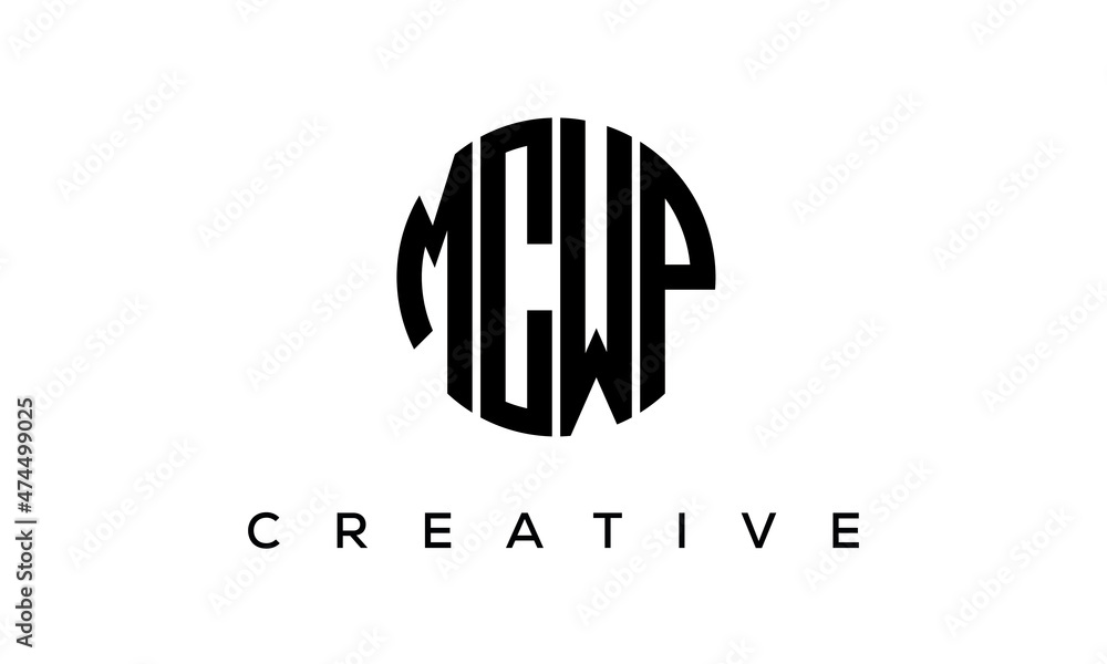Letters MCWP creative circle logo design vector, 4 letters logo Letters MCWP creative circle logo design vector, 4 letters logo