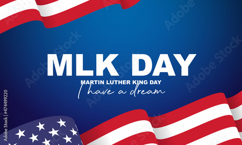 Martin Luther King Jr. Day. MLK. Third Monday in January. Holiday concept. Template for background, banner, card, poster with text inscription. Vector EPS10 illustration