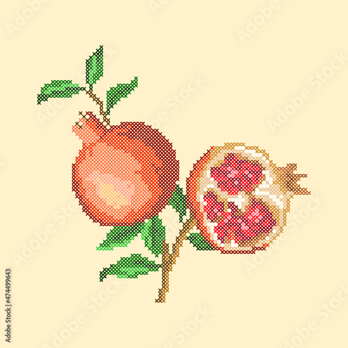 cross stich pomegranate