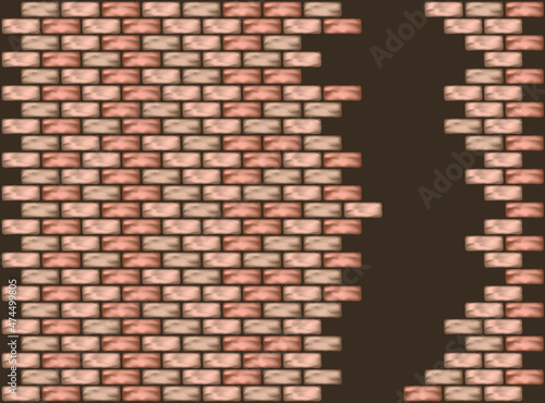 background broken brown brick wall