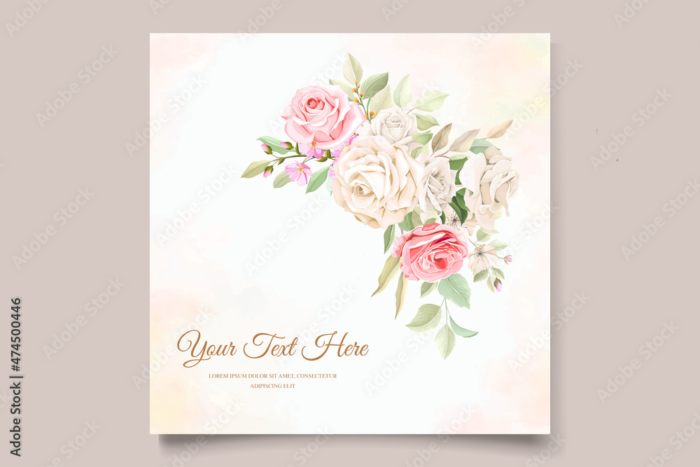 hand drawn roses invitation card set 