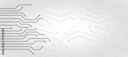 Grey Abstract science and technology background, Micro technology, futuristic circuit board or blockchain network concept illustration. Electronics, technology or computer connection concept 
