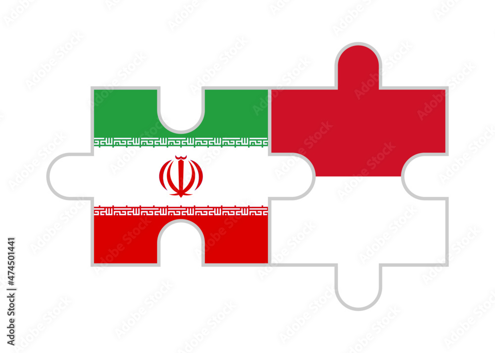 puzzle pieces of iran and indonesia flags. vector illustration isolated on white background puzzle pieces of iran and indonesia flags. vector illustration isolated on white background