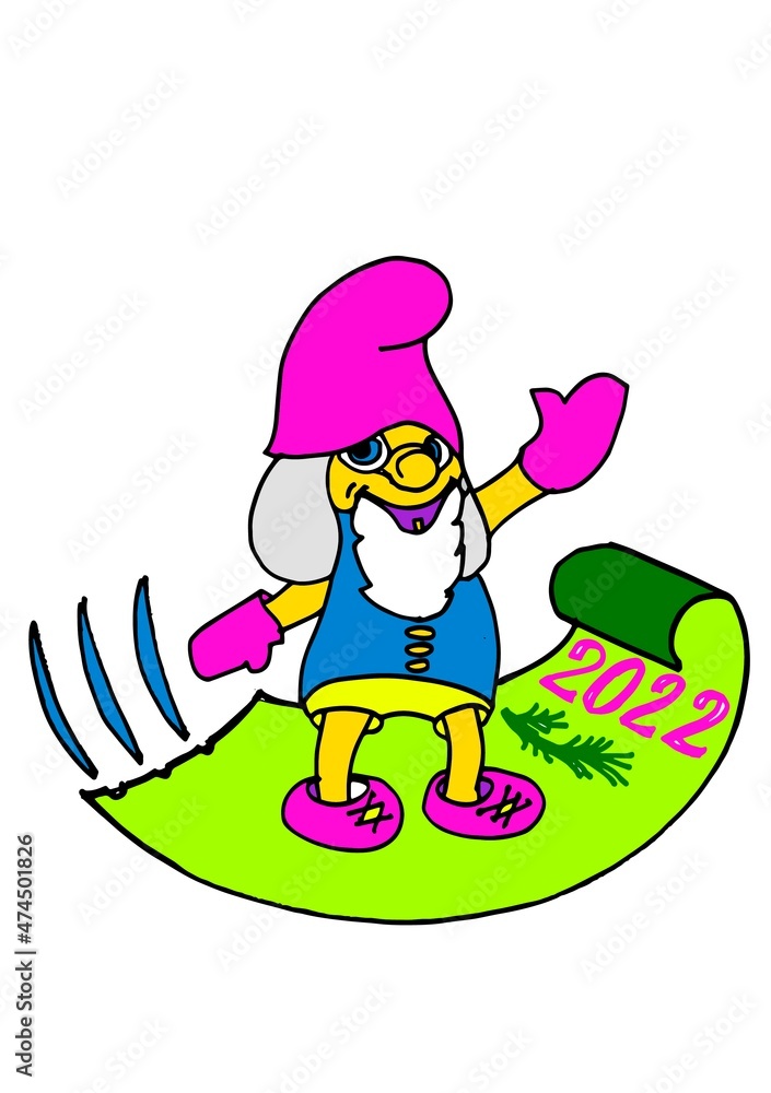 fairy gnome for cartoon on white background new year 2022
