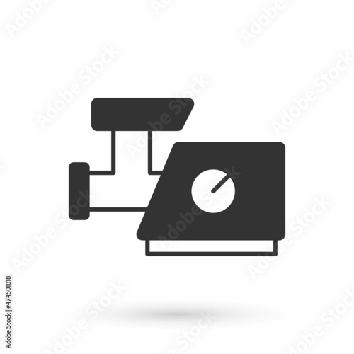 Grey Kitchen meat grinder icon isolated on white background. Vector