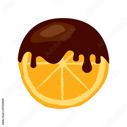Chocolate covered orange fruit icon vector. Chocolate dipped orange slice icon isolated on a white background. Fresh juicy orange in chocolate vector