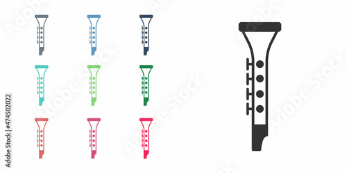 Black Clarinet icon isolated on white background. Musical instrument. Set icons colorful. Vector
