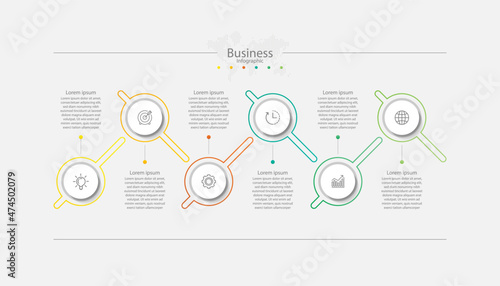 Business infographic abstract background template circle colorful with 6 step