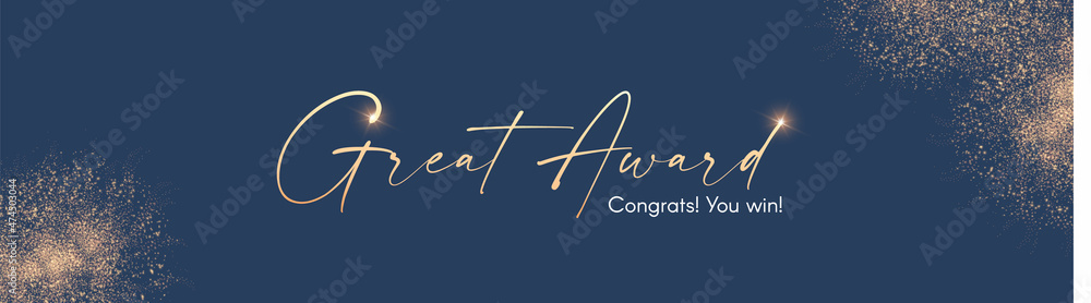 Victory abd Award design. Abstract shining background with gold effect.