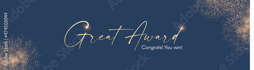 Victory abd Award design. Abstract shining background with gold effect.