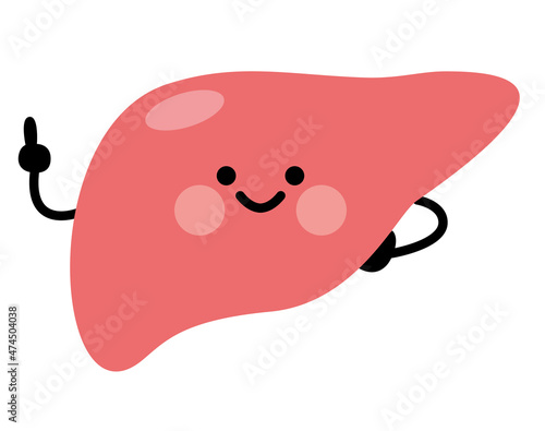 肝臓　キャラクター　指差し