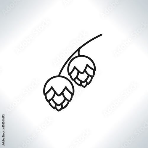 Hops vector icon. Linear style. Monochrome illustration. 