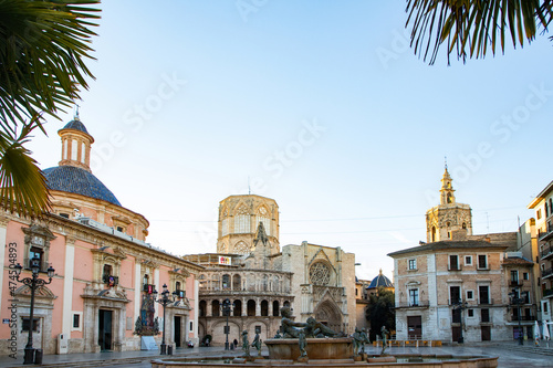 square of Saint Mary's and Valencia Cathedral Temple in old town